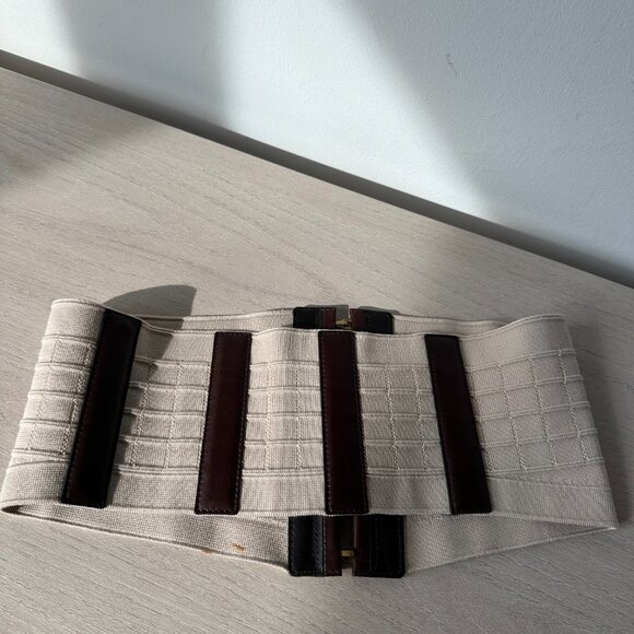 Yves Saint Laurent Corset Waist Belt Sz Medium Hook Type Closure Elastic - Picture 10 of 12